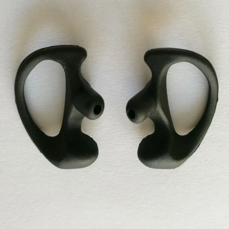 Silicone ear hanging earplugs for two-way radio earphones, black, left and right ear mounts