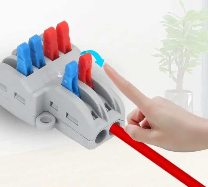 Wago brand quick wire connector with fire-insulated shell for 32A electrical connections.