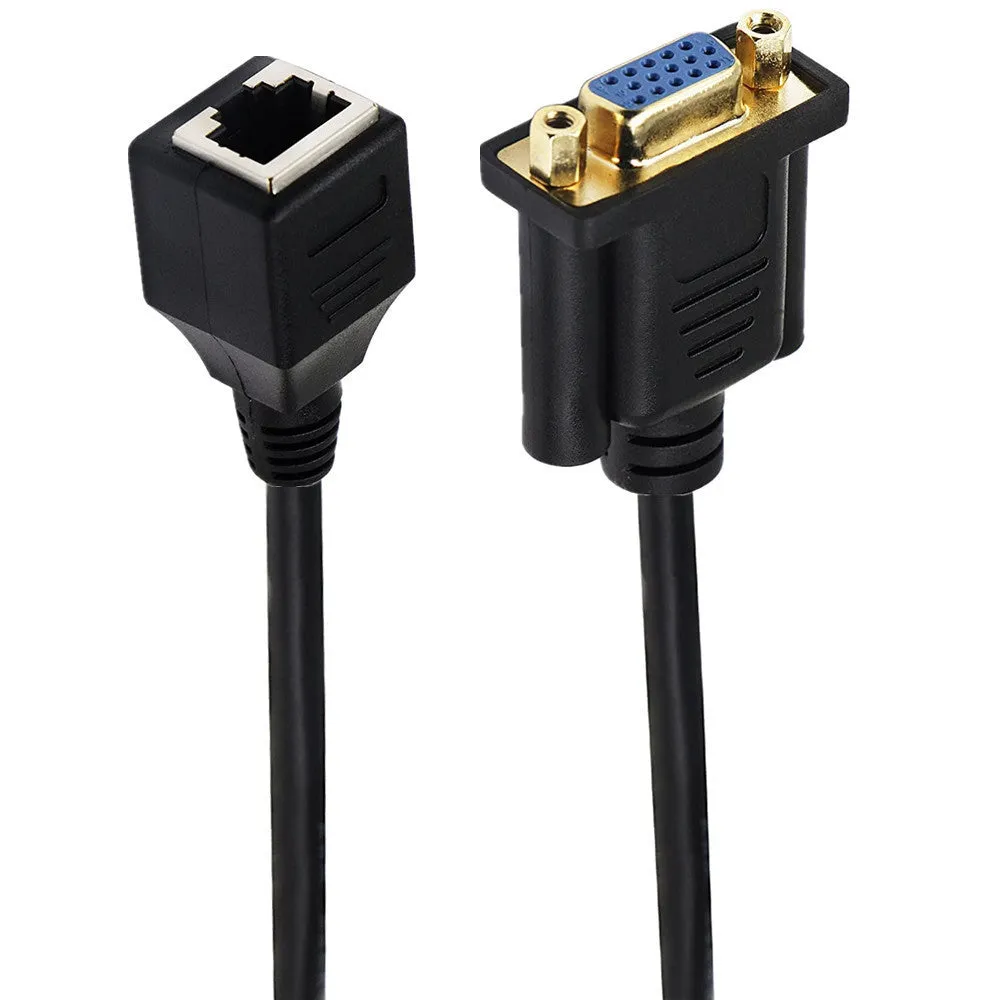 VGA adapter cable with RJ-45 interface, male to female connectors for signal transmission