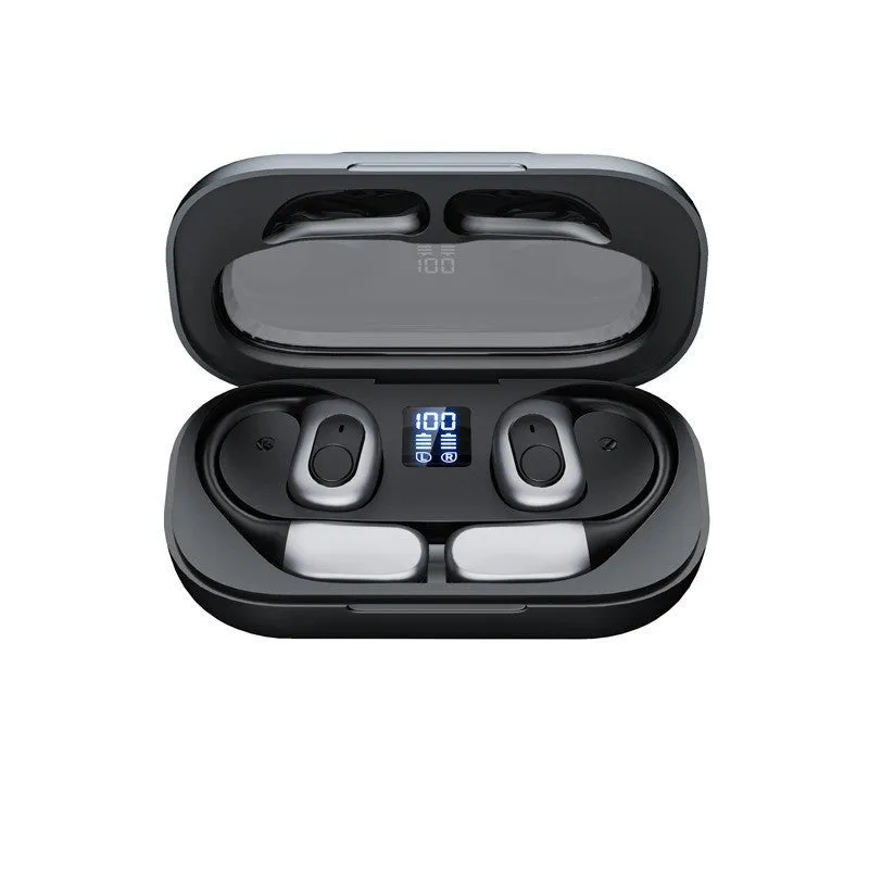 T23 Black wireless Bluetooth translation headphones with open noise reduction, touch operation, and storage bin