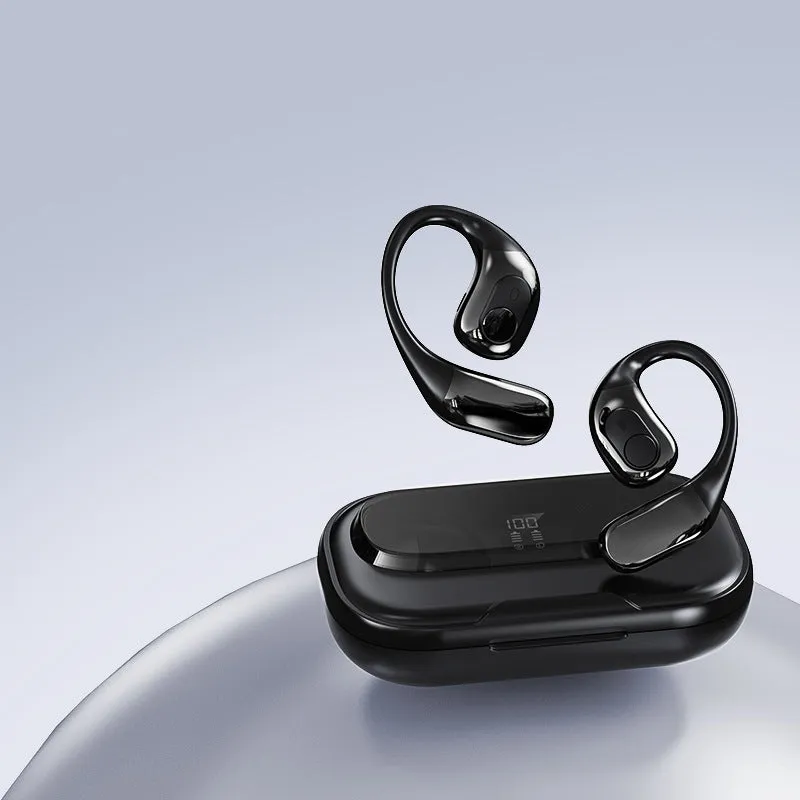 T23 Black wireless Bluetooth translation headphones with open noise reduction, touch operation, and storage bin