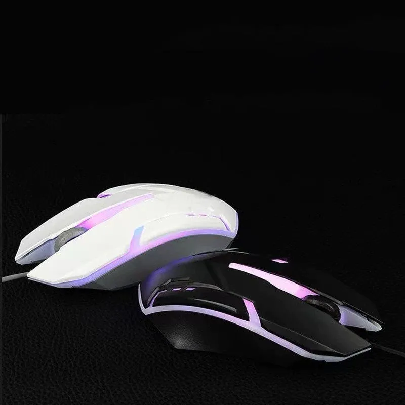 Wired luminous e-sports office computer mouse with USB interface and 1.35 metre cable, black colour