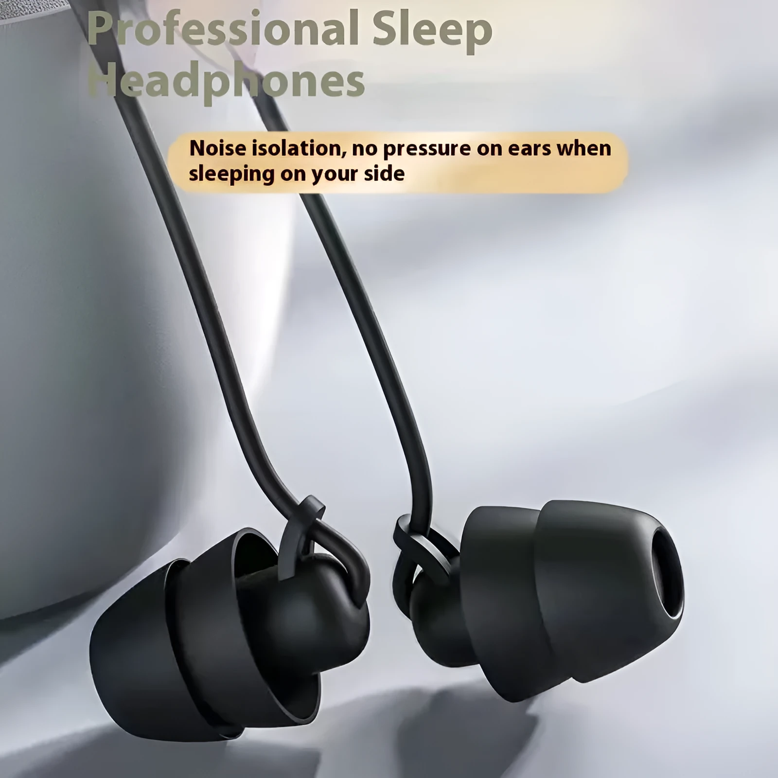 Second generation wired sleep headset with silicone earplugs and 1.2m TPE cable in multiple colours