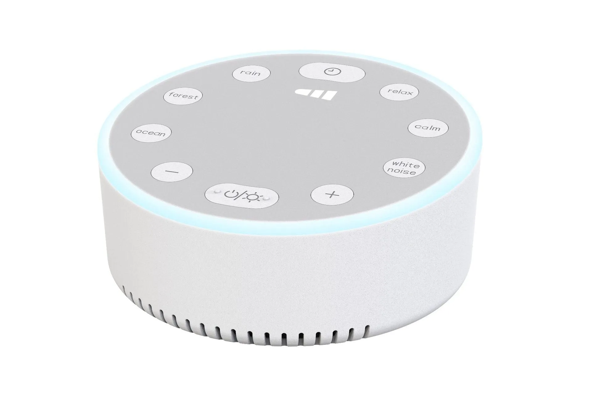 White noise sleeping aid instrument with breathing light in white colour, 80x100mm size, rechargeable sleep monitor