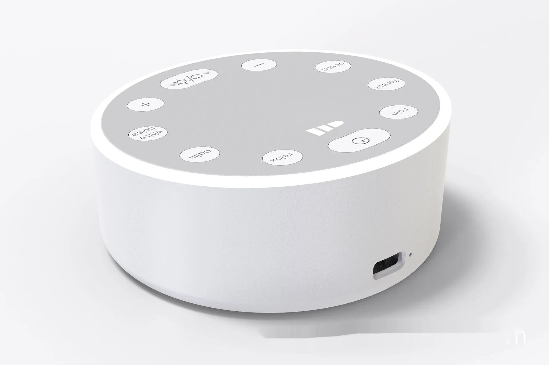 White noise sleeping aid instrument with breathing light in white colour, 80x100mm size, rechargeable sleep monitor