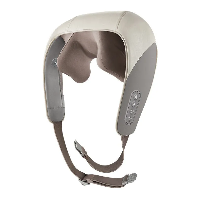 Free Hands Rubbing Clip Massager for shoulder neck waist back in white and brown colours