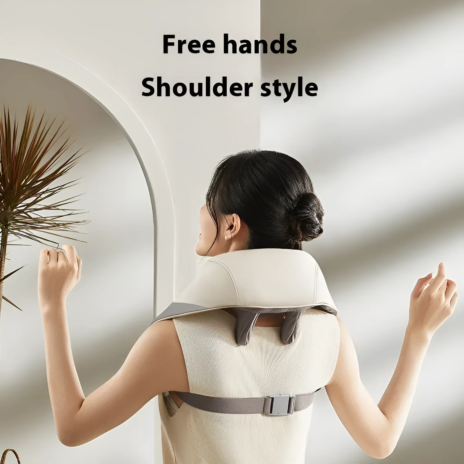 Free Hands Rubbing Clip Massager for shoulder neck waist back in white and brown colours