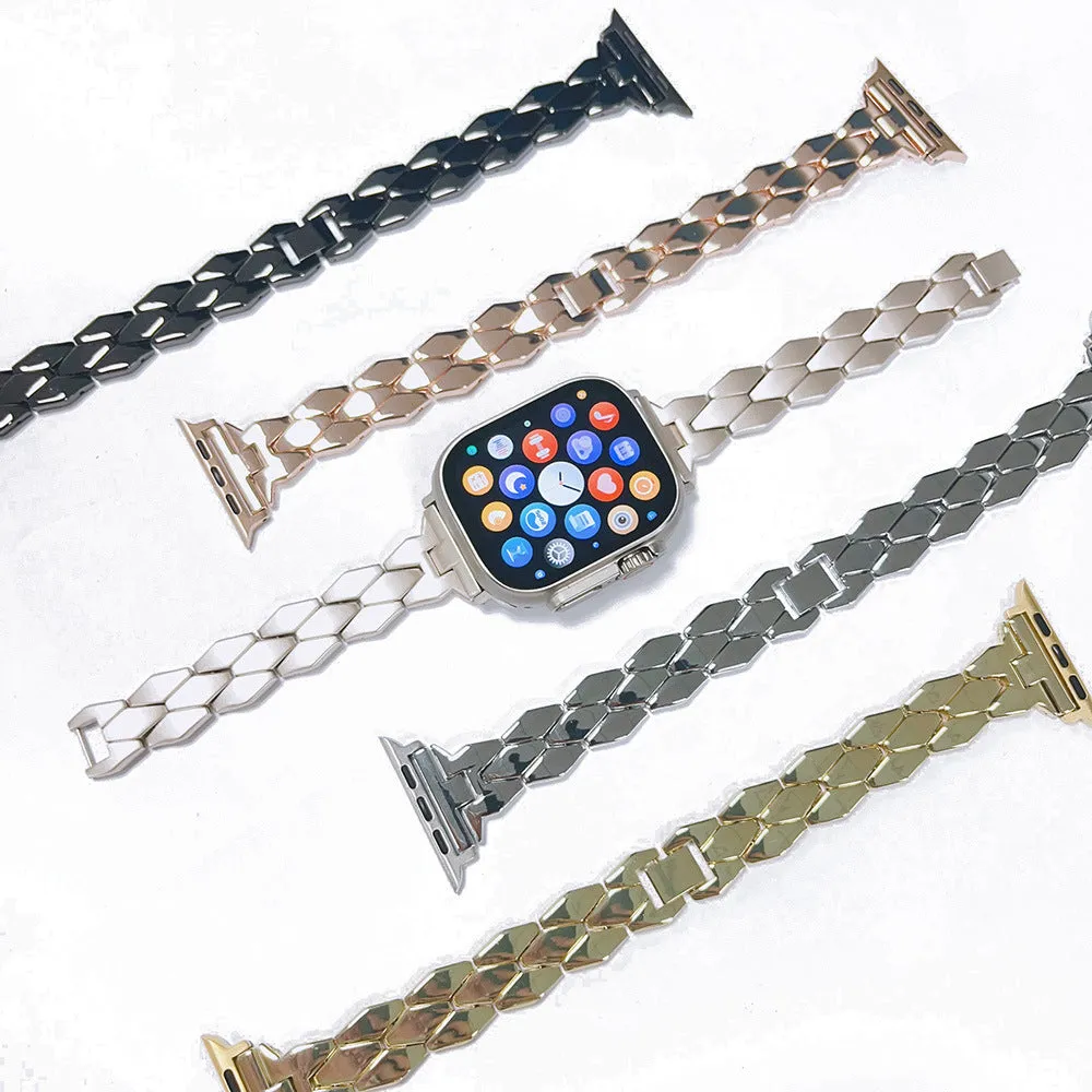 Creative stainless steel diamond solid metal strap for Apple Watch in black colour