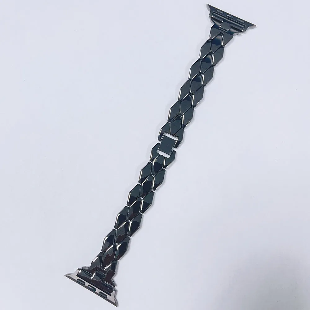 Creative stainless steel diamond solid metal strap for Apple Watch in black colour