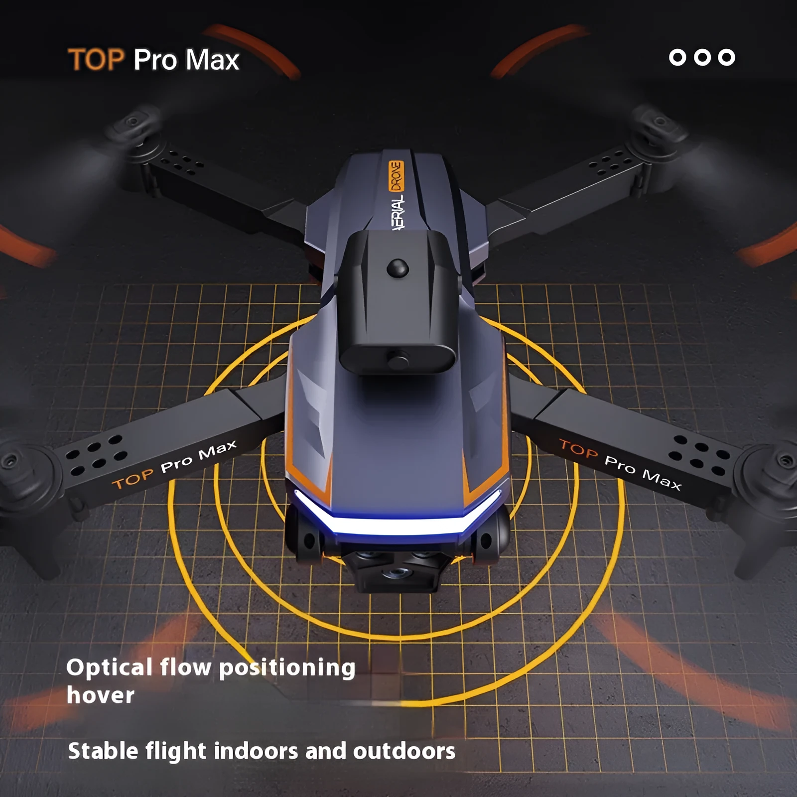 P18 black brushless motor drone with optical flow positioning and dual lens on a flat surface