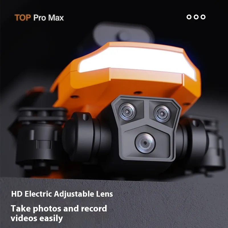 P18 black brushless motor drone with optical flow positioning and dual lens on a flat surface