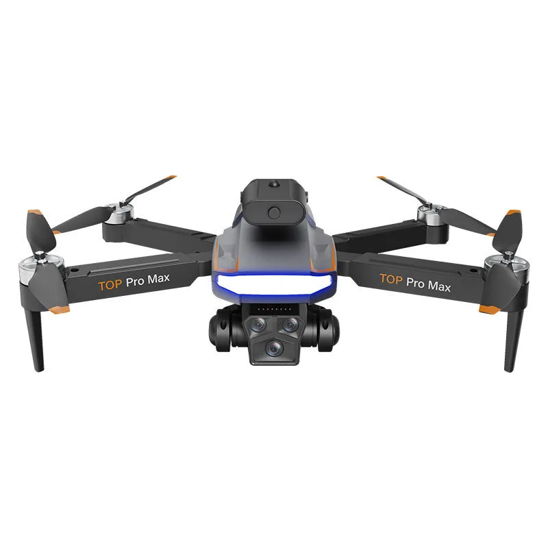 P18 black brushless motor drone with optical flow positioning and dual lens on a flat surface