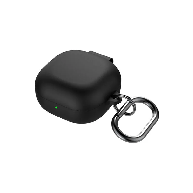 Liquid silicone protective sleeve for Samsung Galaxy Buds2 Pro in black with runner buckle