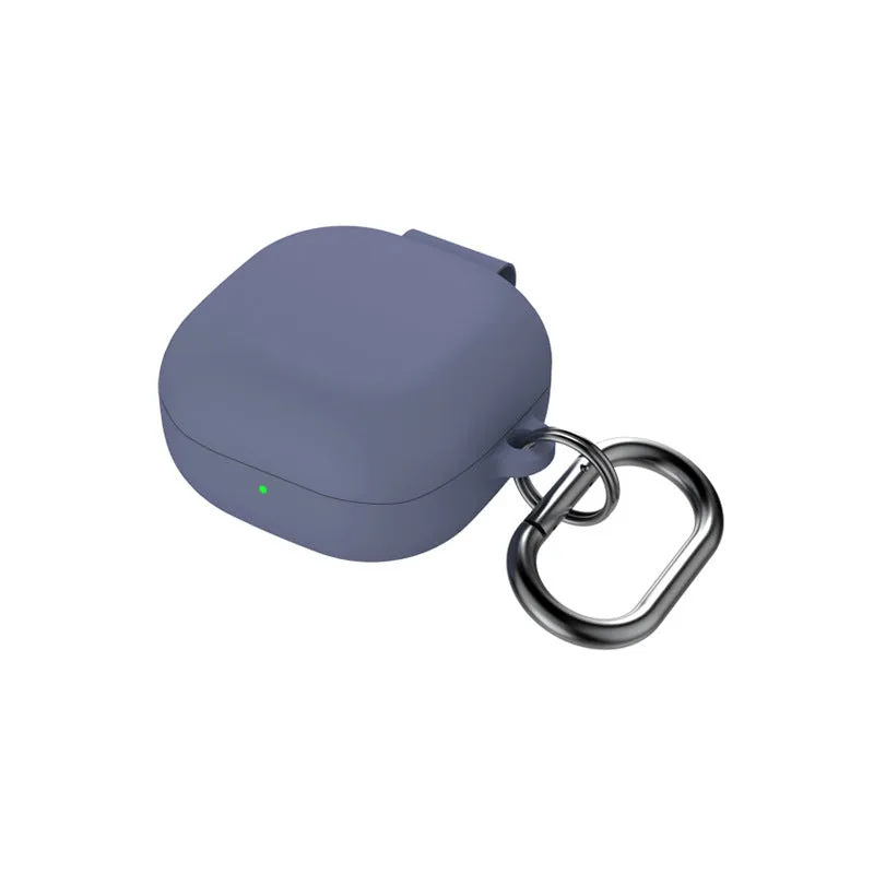 Liquid silicone protective sleeve for Samsung Galaxy Buds2 Pro in black with runner buckle
