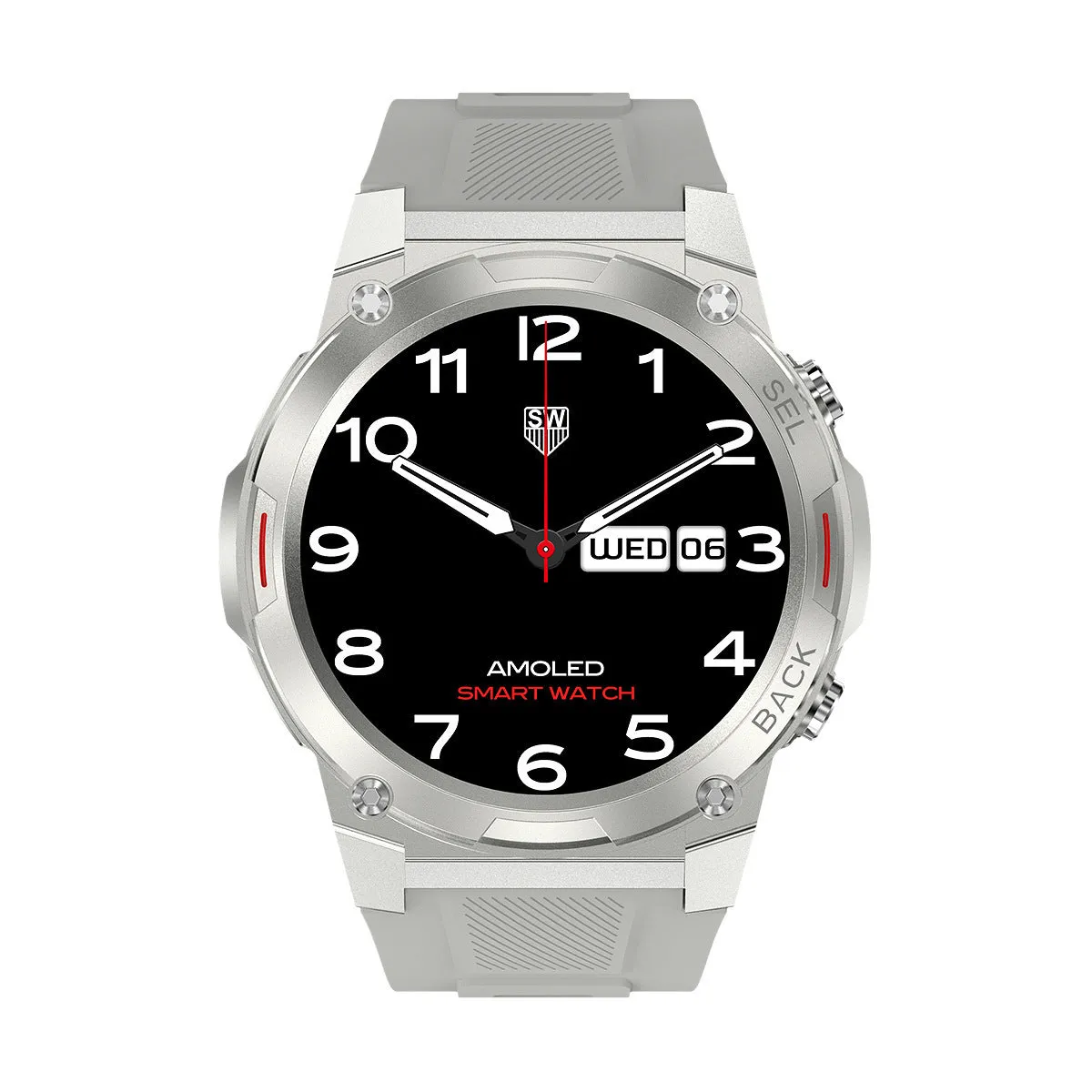 Anti-fall IP68 waterproof NFC smart watch with 143-inch AMOLED screen in black showing health metrics