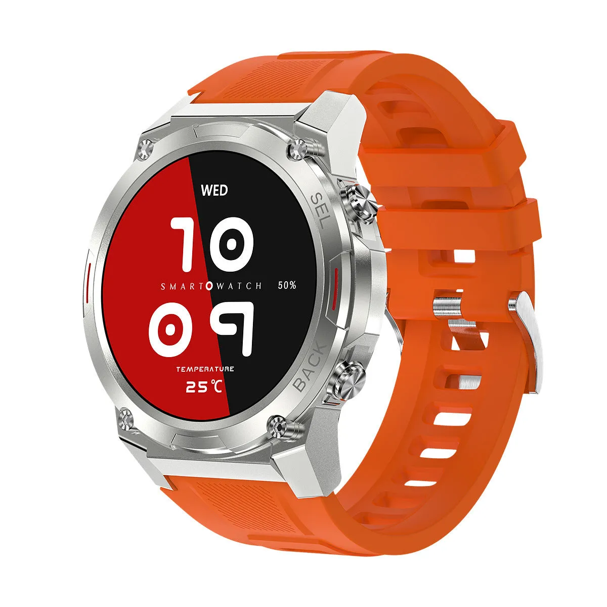 Anti-fall IP68 waterproof NFC smart watch with 143-inch AMOLED screen in black showing health metrics