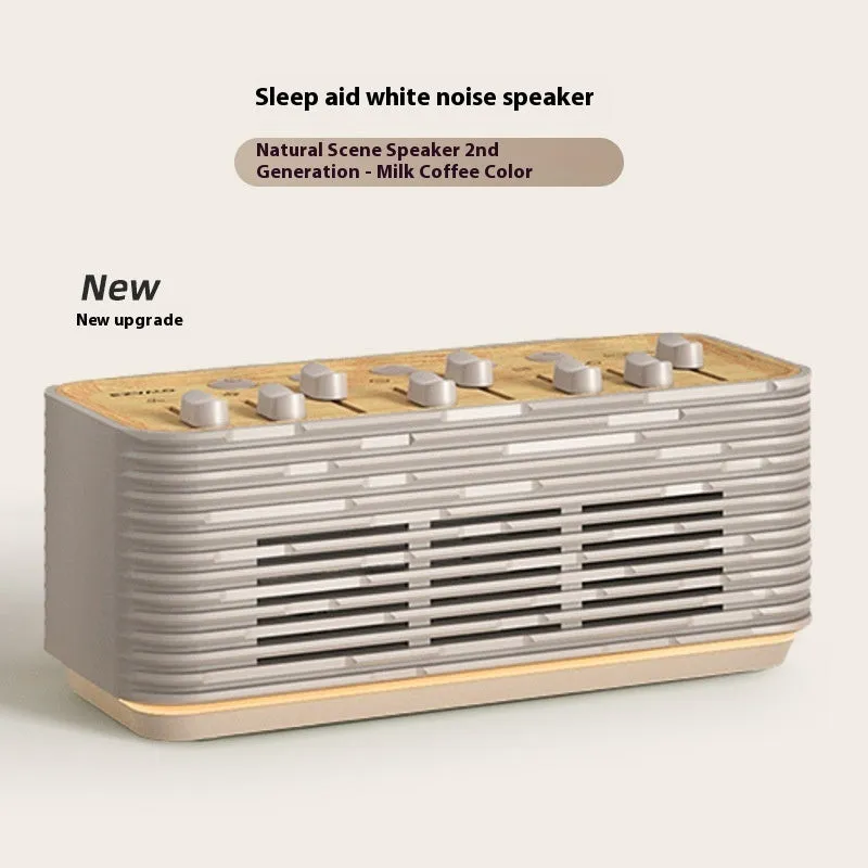 White noise Bluetooth audio speaker in milk coffee colour with data cable for sleep and outdoor use