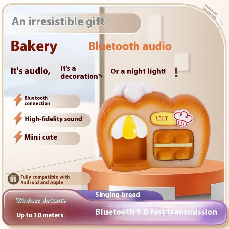 White ABS bakery Bluetooth speaker with glowing creative ornament design