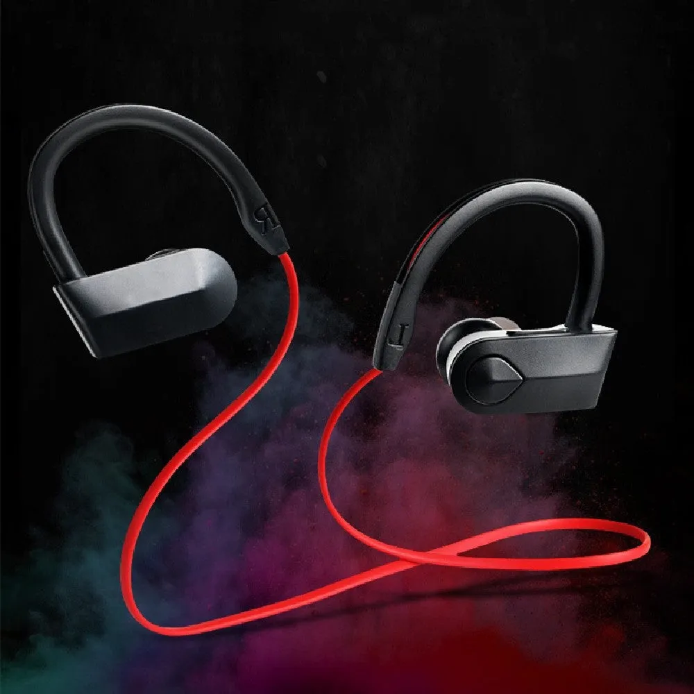 Wireless neck mounted Bluetooth earphones in black colour with neckband design