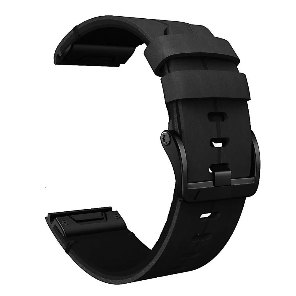 Quick release leather watch strap for Jiaming in black, 22mm width