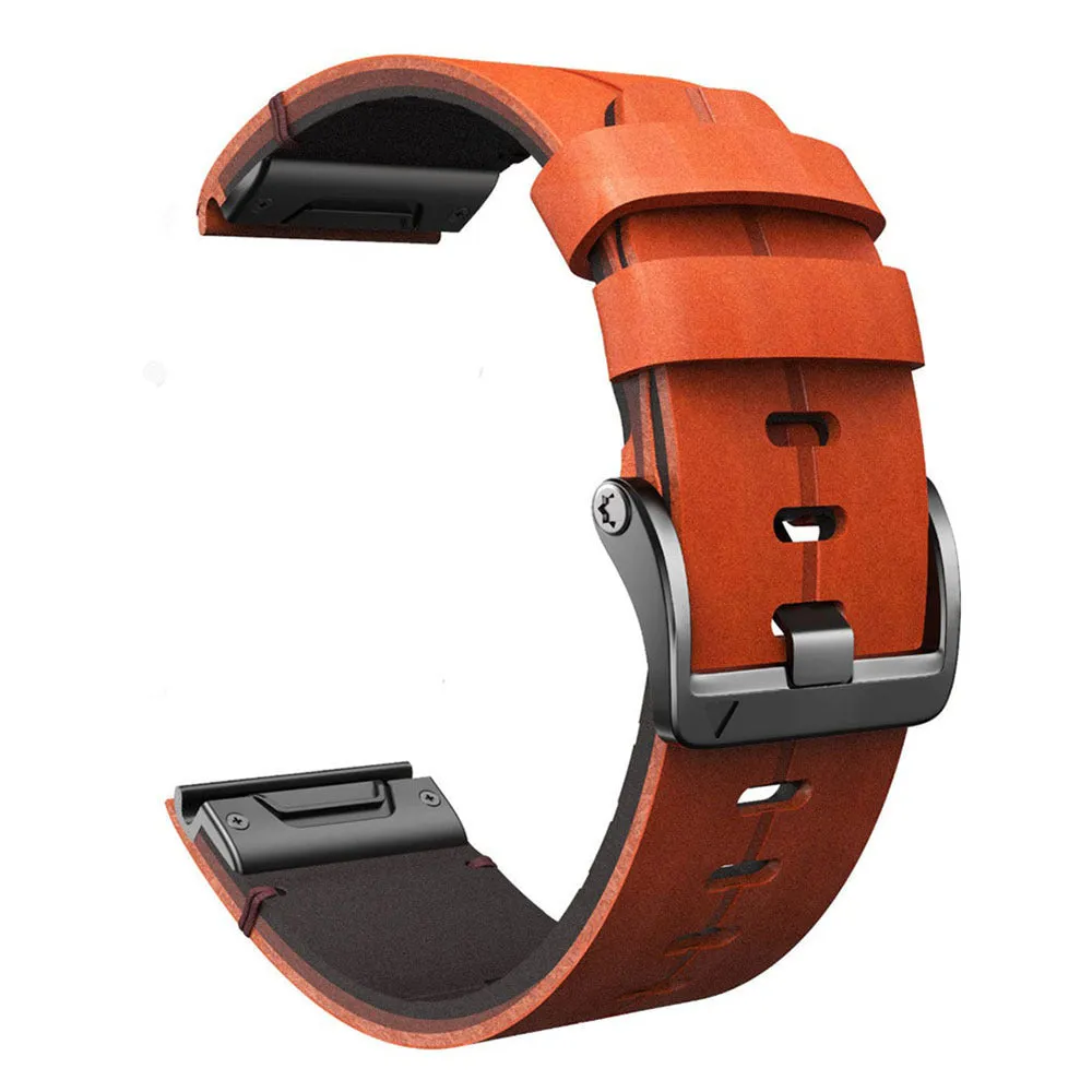 Quick release leather watch strap for Jiaming in black, 22mm width
