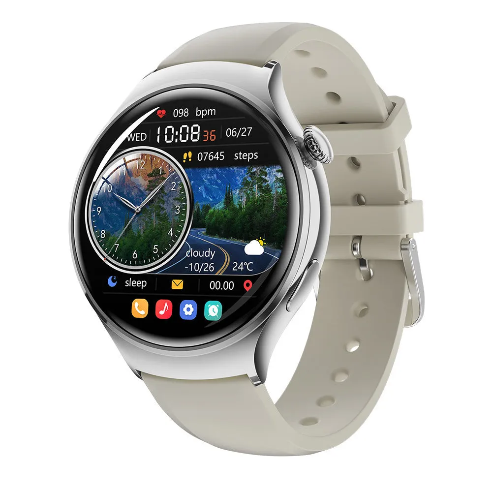 Smart watch with Bluetooth calling women's health tracker gold shell pink silicone strap TFT screen