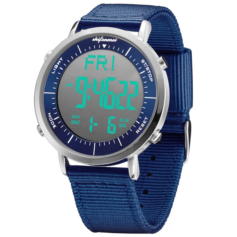 Shifenmei digital sports watch with 10m waterproof rating and casual style
