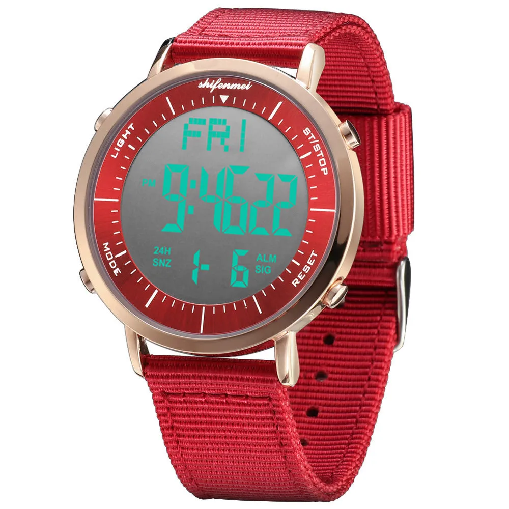 Shifenmei digital sports watch with 10m waterproof rating and casual style