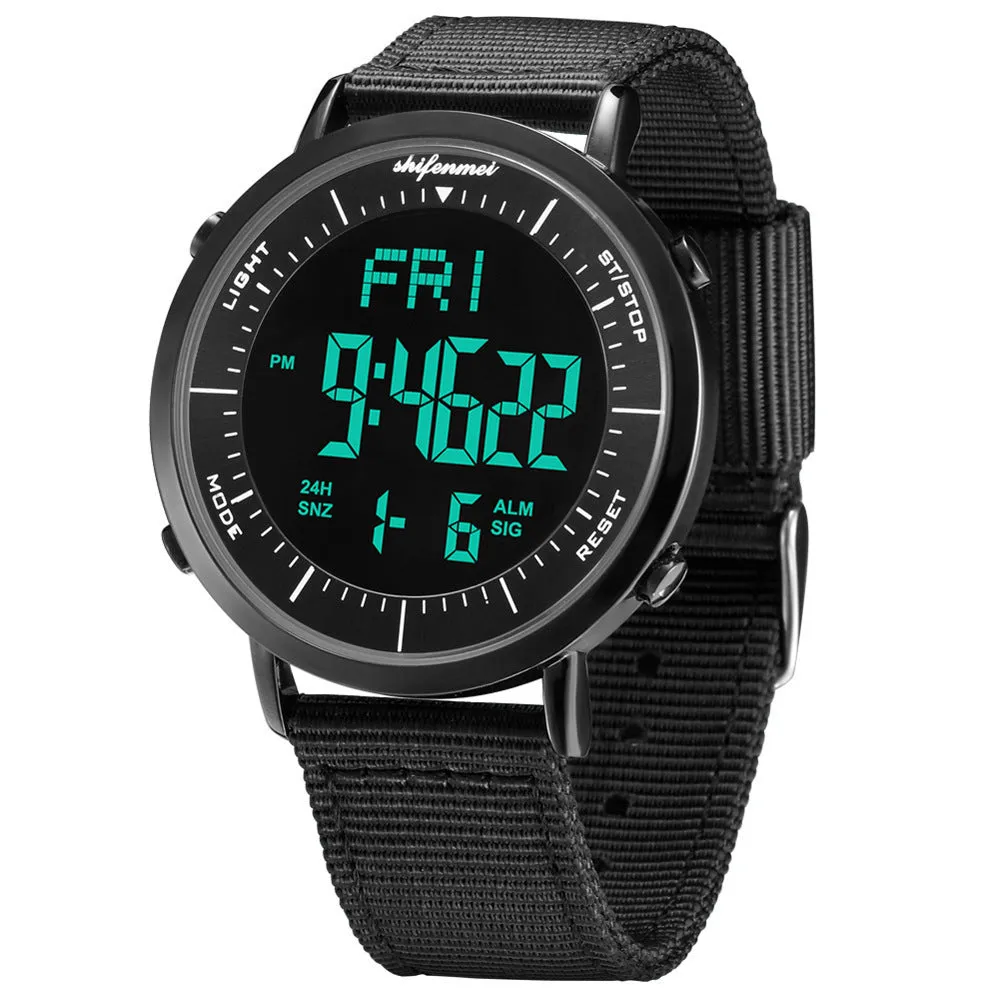 Shifenmei digital sports watch with 10m waterproof rating and casual style