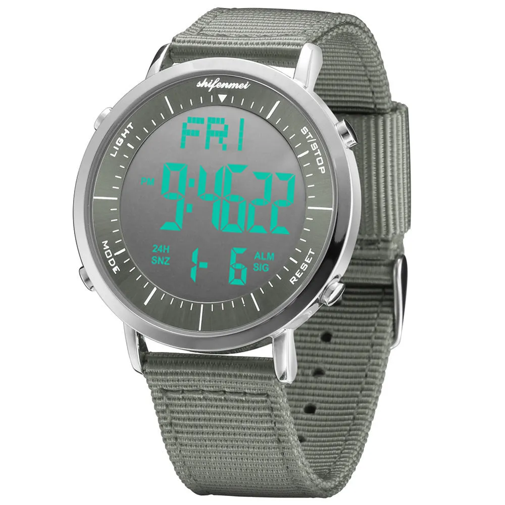 Shifenmei digital sports watch with 10m waterproof rating and casual style