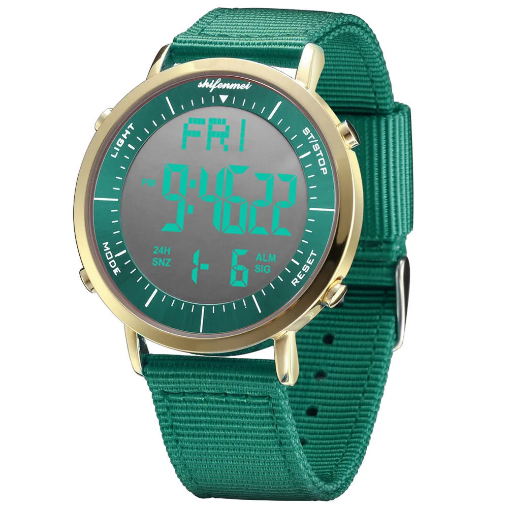 Shifenmei digital sports watch with 10m waterproof rating and casual style