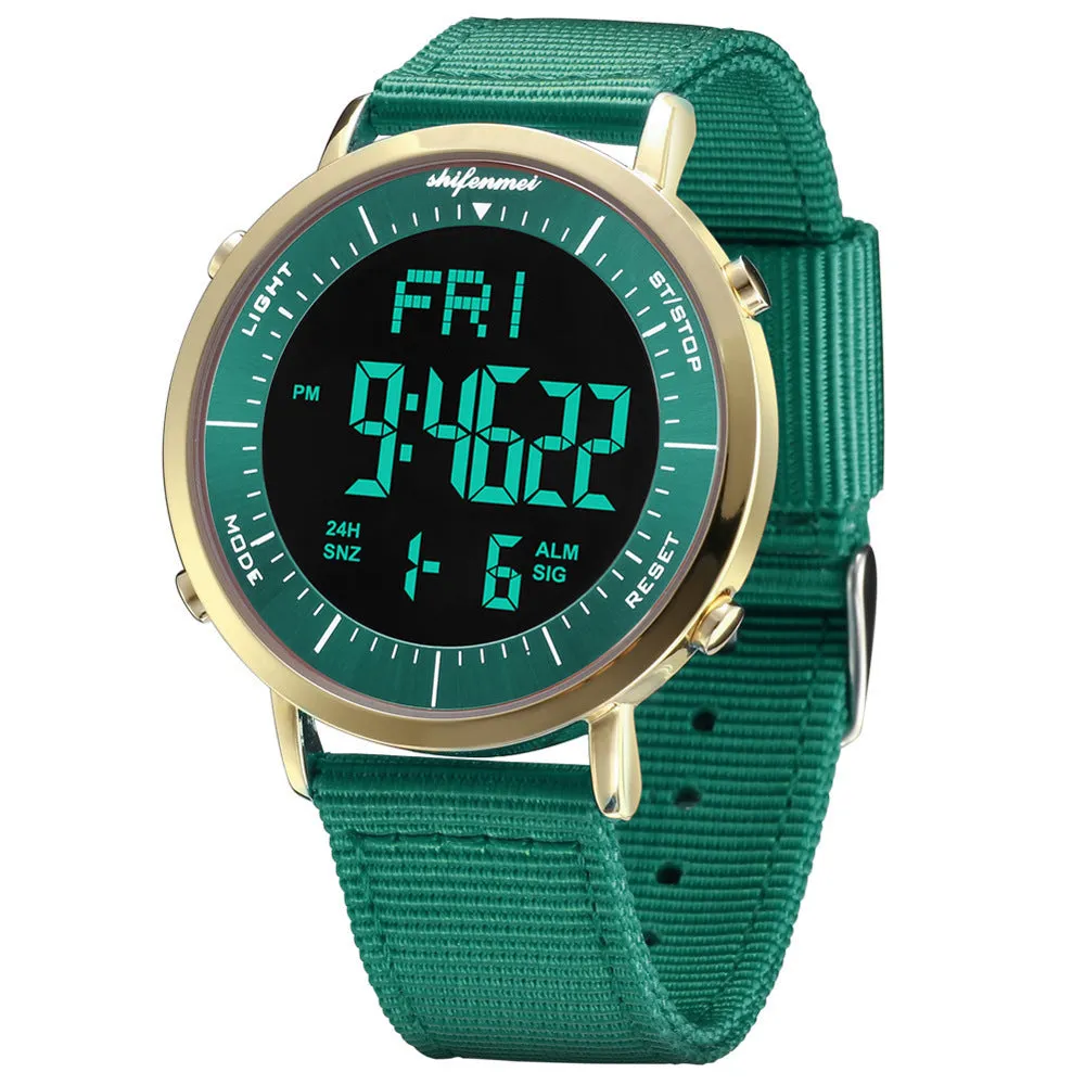 Shifenmei digital sports watch with 10m waterproof rating and casual style