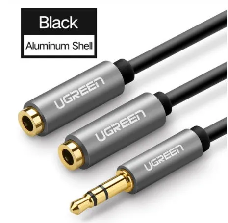 20cm replacement earphone cable with 3.5mm gold-plated connectors in black, grey or white colours