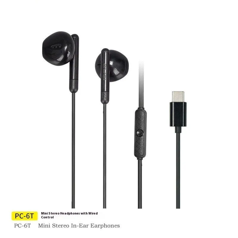 AWEI Dimension PC-6T wired earphone with 14mm large moving coil driver, Type-C plug, 1.2m cable, black