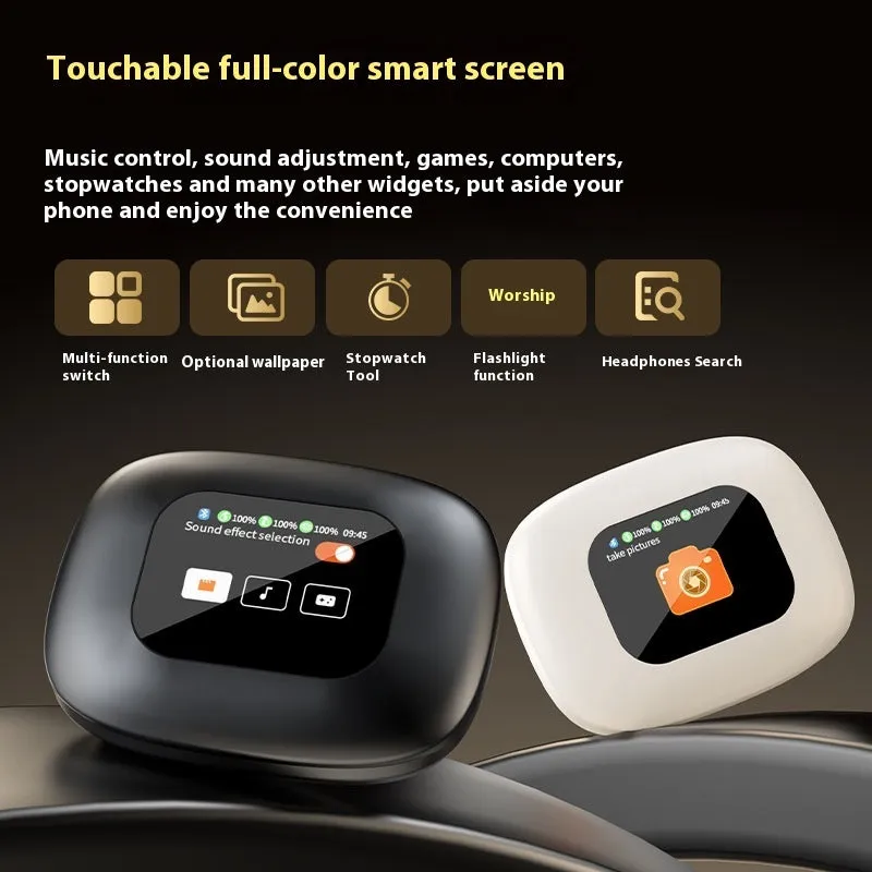 Bluetooth V5.4 open-ear OWS headset with charging case in black, 14g earphone, 15m range