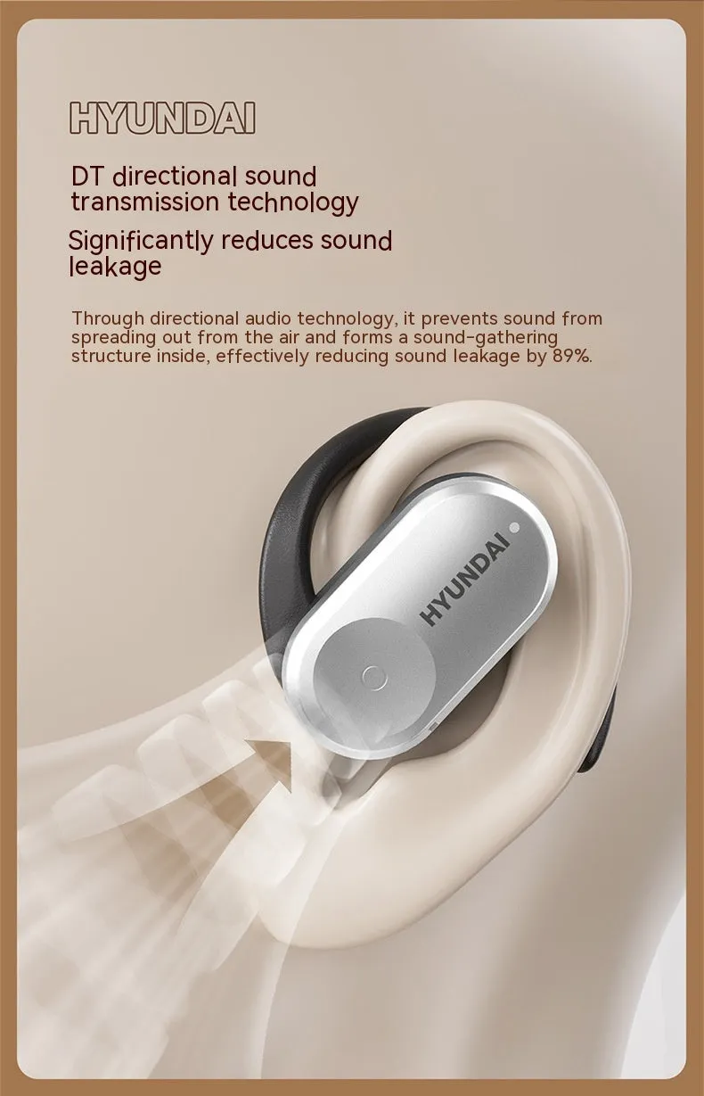 Hyundai ear hook wireless Bluetooth headset in Silver Black with plastic build and secure ear hook design