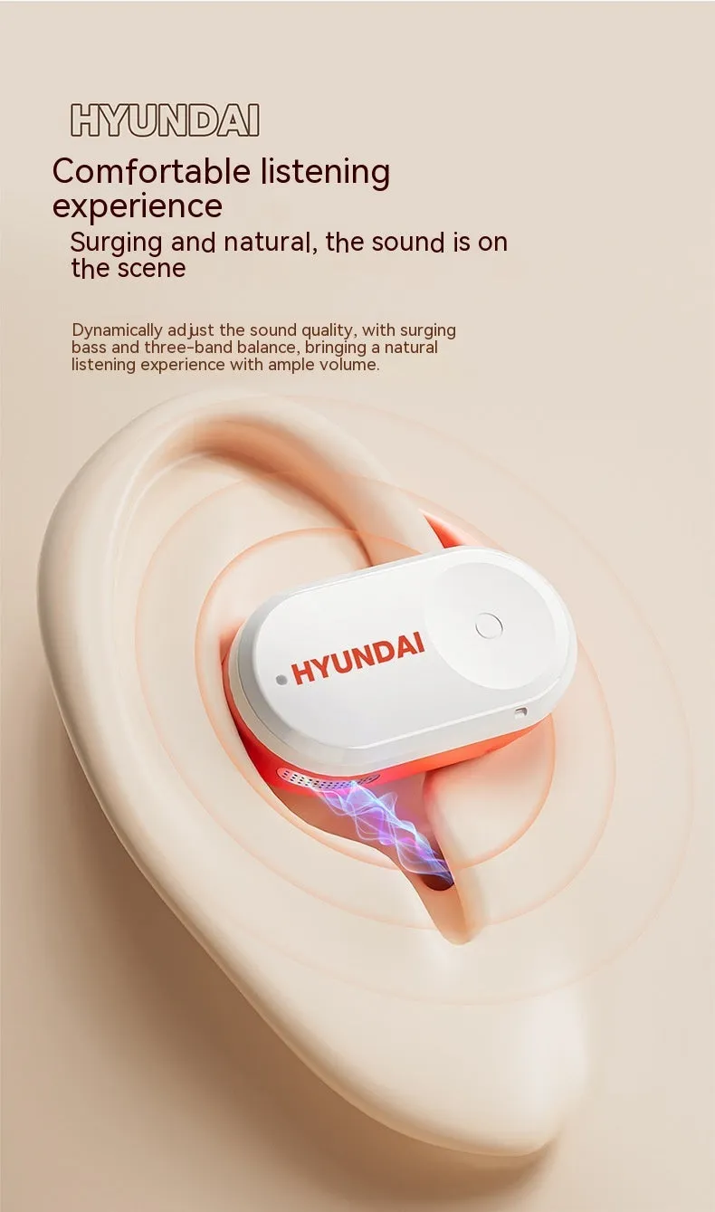 Hyundai ear hook wireless Bluetooth headset in Silver Black with plastic build and secure ear hook design