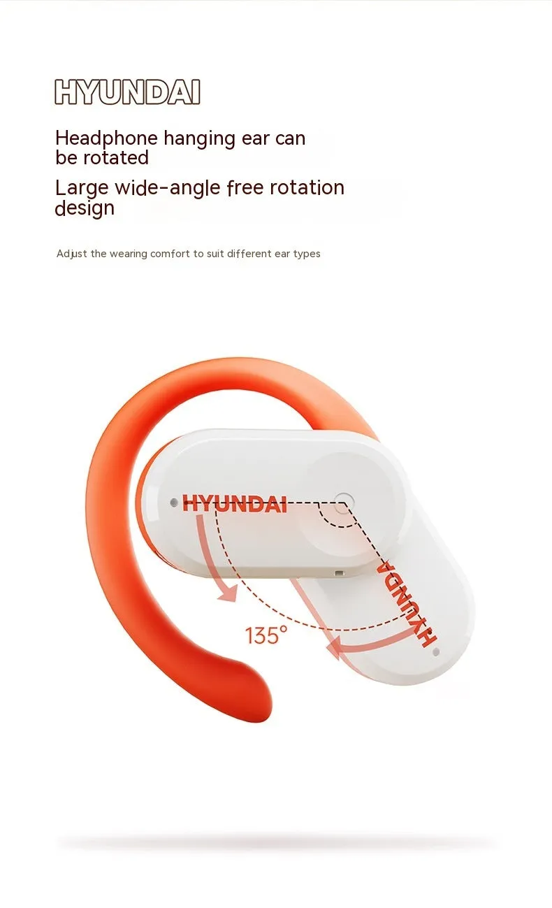 Hyundai ear hook wireless Bluetooth headset in Silver Black with plastic build and secure ear hook design