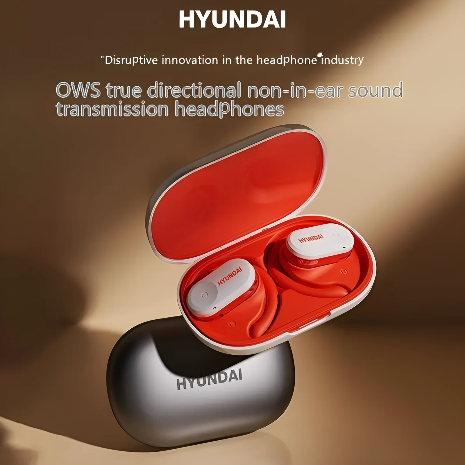 Hyundai ear hook wireless Bluetooth headset in Silver Black with plastic build and secure ear hook design