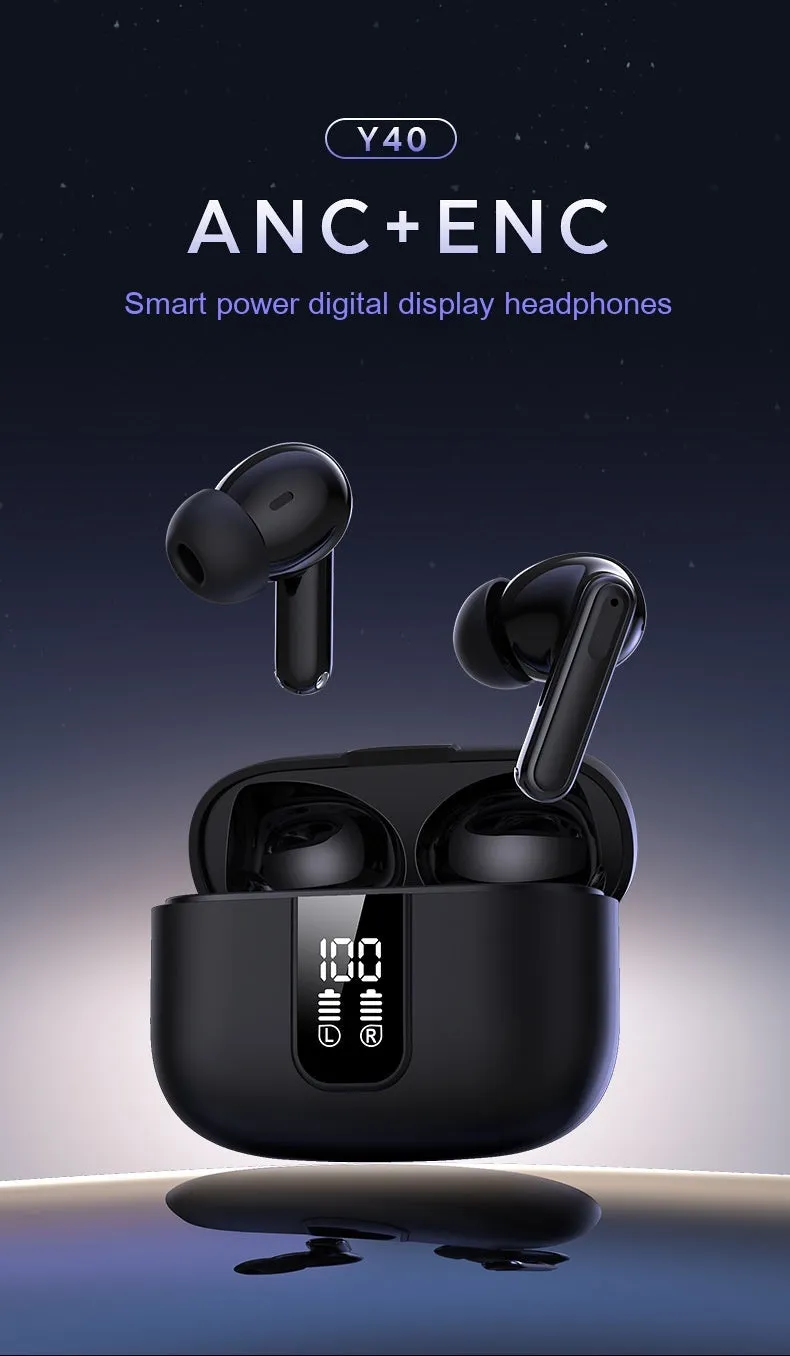 Y40 true wireless Bluetooth earphone in charging compartment with dual noise cancellation feature