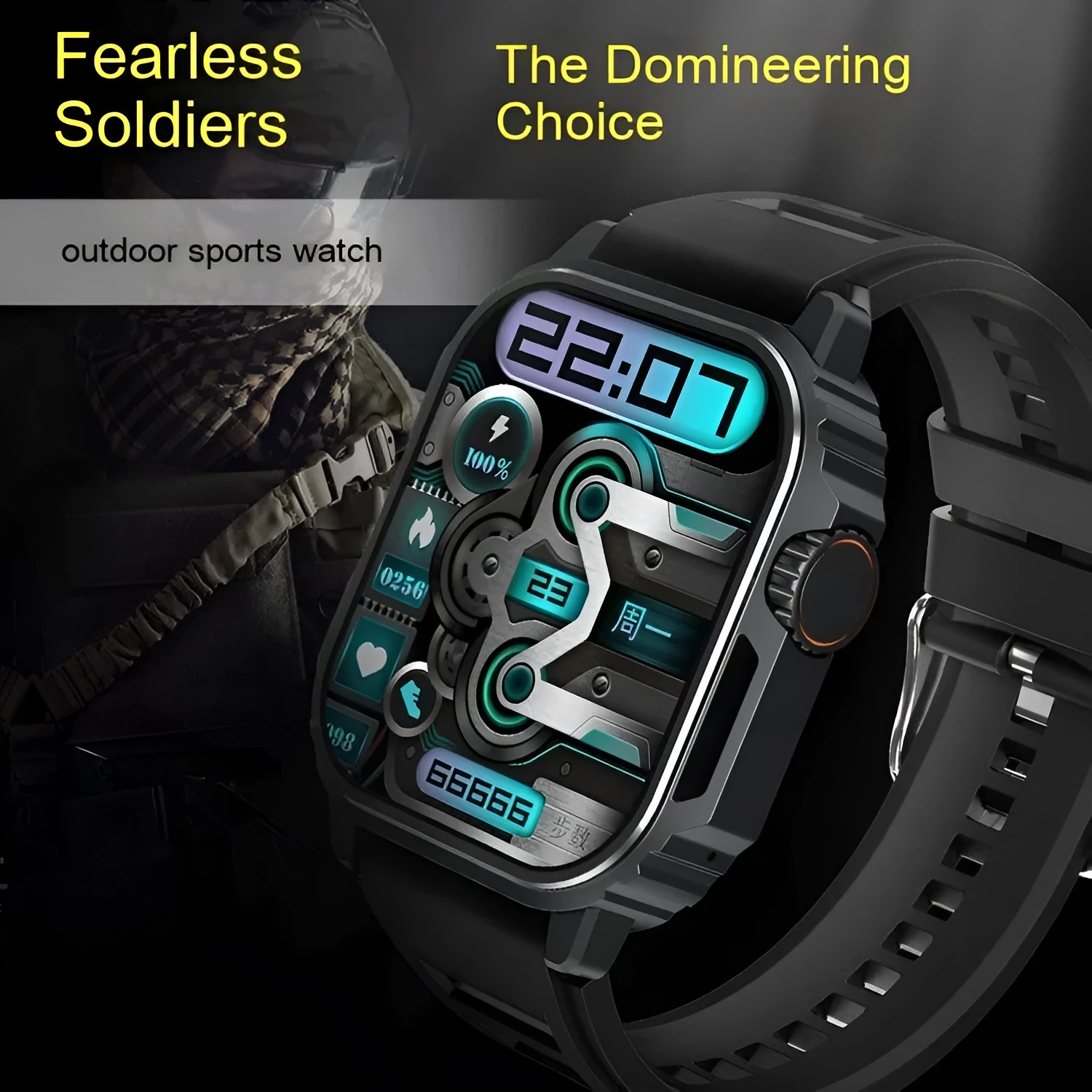 TW11 smart watch with heart rate monitoring and Bluetooth calling, black sports strap