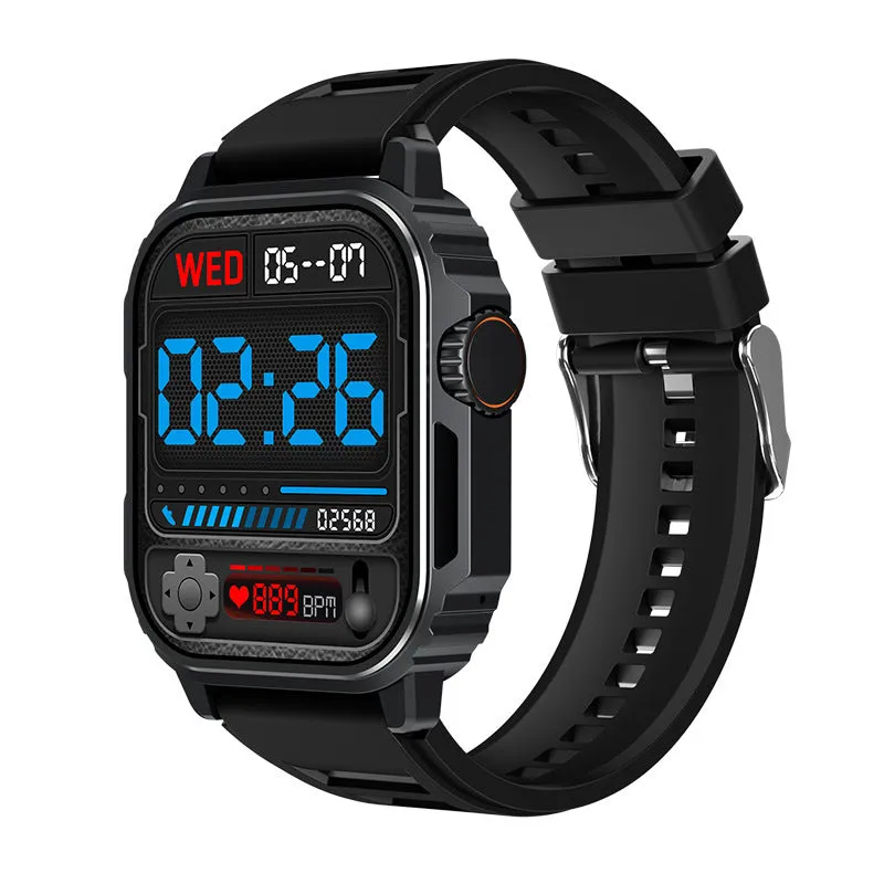 TW11 smart watch with heart rate monitoring and Bluetooth calling, black sports strap