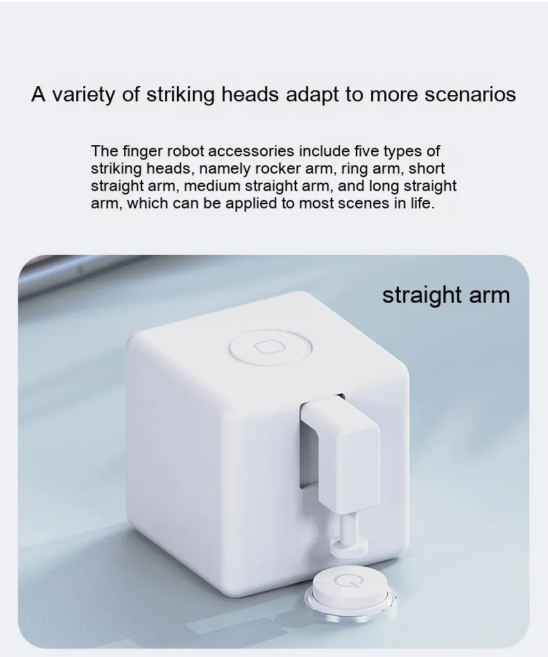 Intelligent Bluetooth Finger Robot voice control remote controller in white, compact size 34.5x34.5x46.5mm