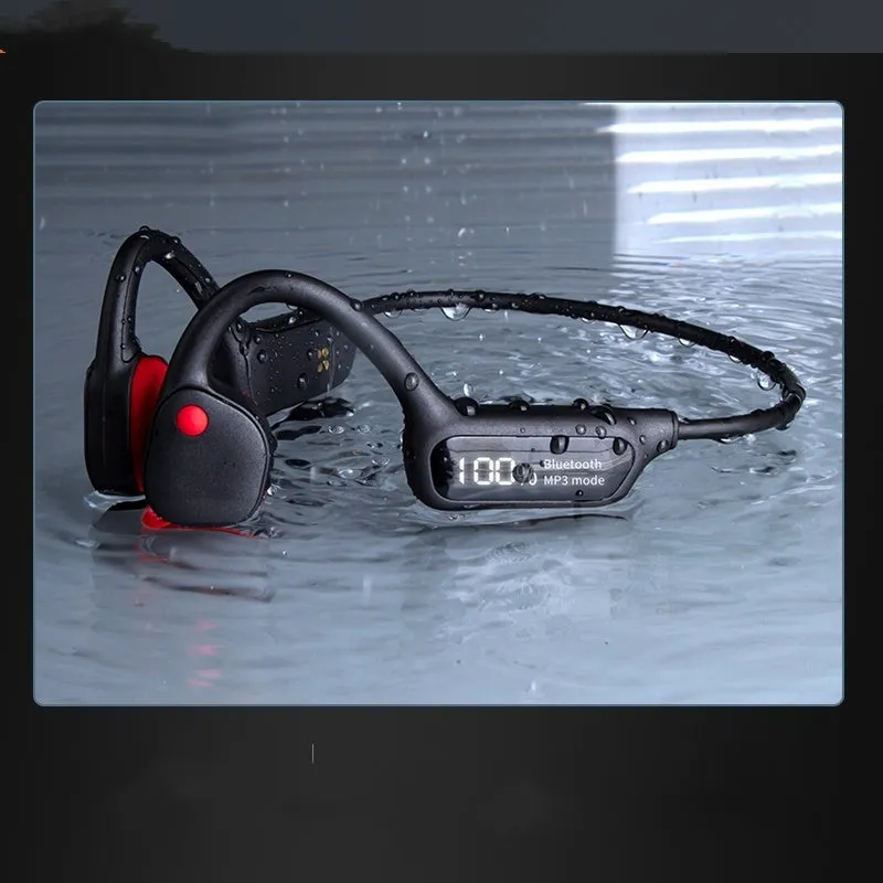 Wireless bone conduction Bluetooth 5.3 headphone in Cool Black with plastic body and open-ear design for sport