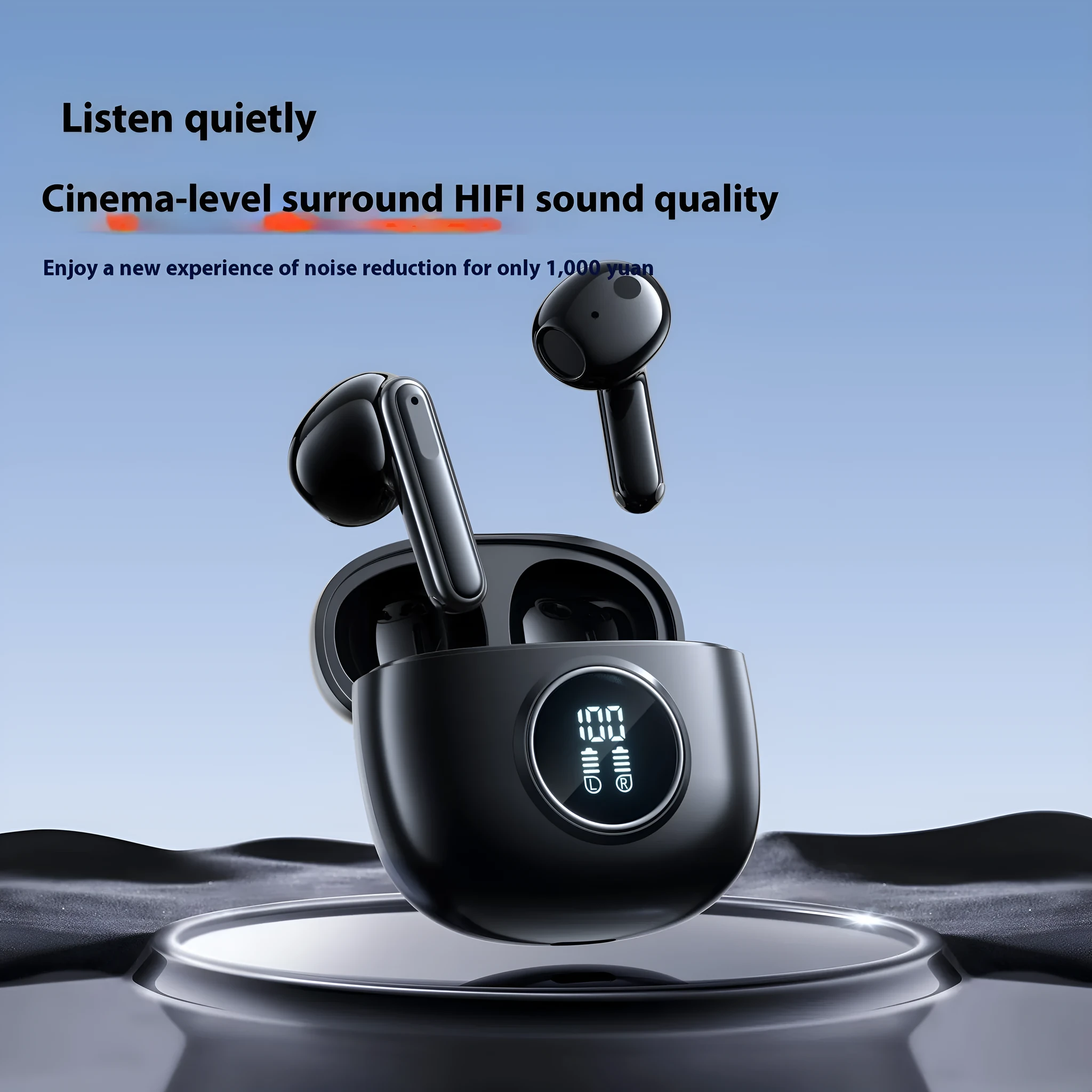 E40 TWS wireless Bluetooth headset with digital display charging case, e-sports in-ear design, black or white