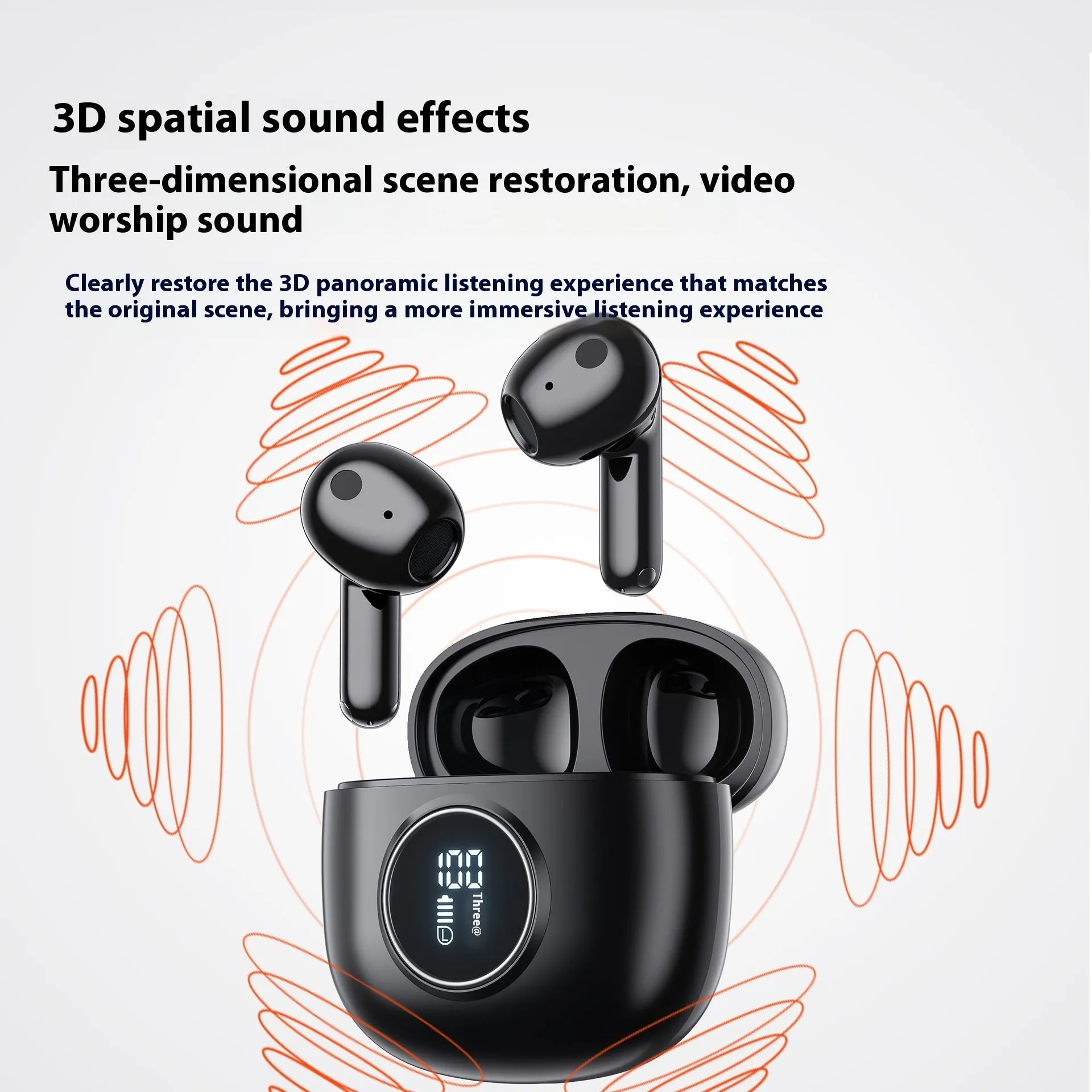 E40 TWS wireless Bluetooth headset with digital display charging case, e-sports in-ear design, black or white