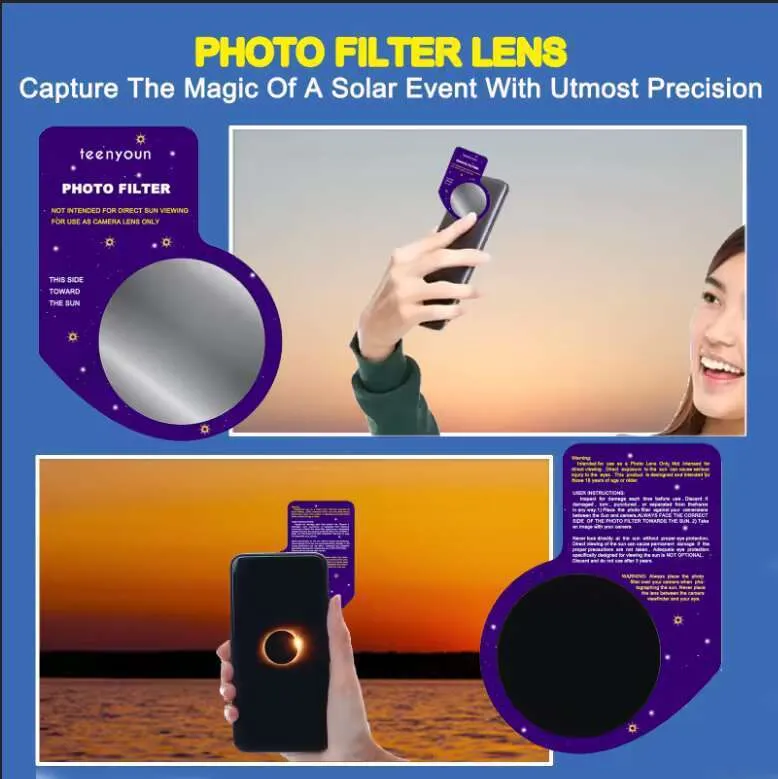 Adult solar eclipse sunglasses with UV resistant plastic lens and paper frame in box style