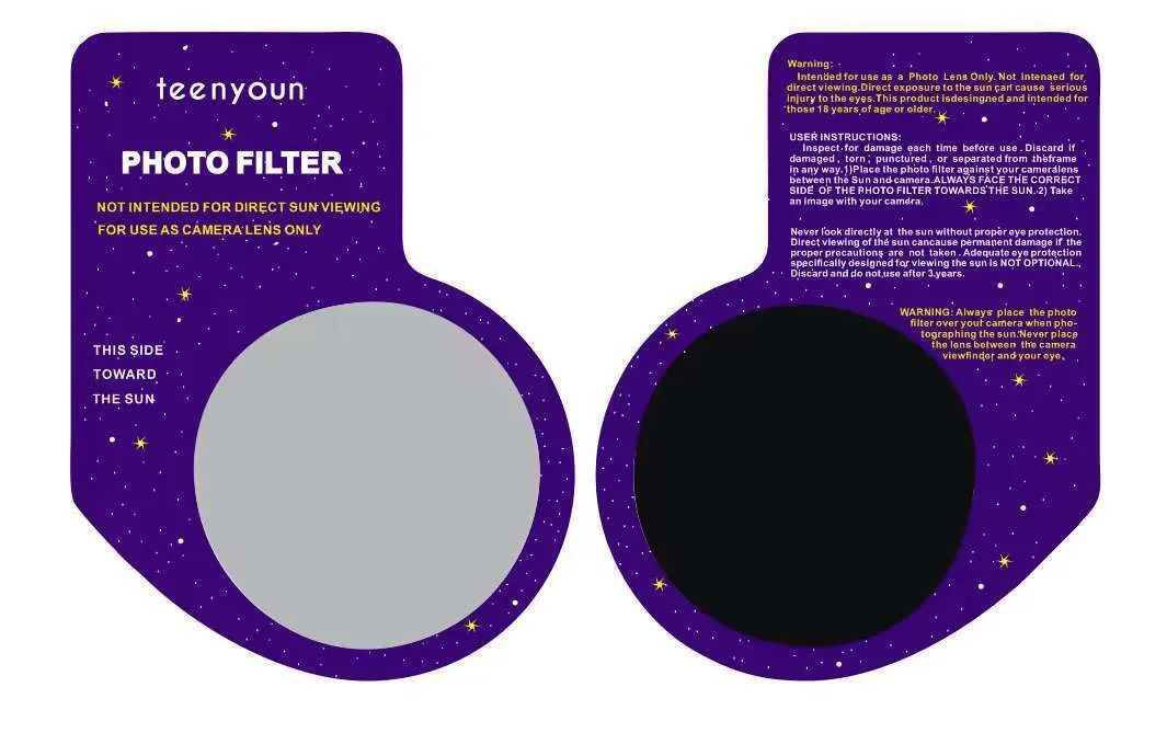 Adult solar eclipse sunglasses with UV resistant plastic lens and paper frame in box style