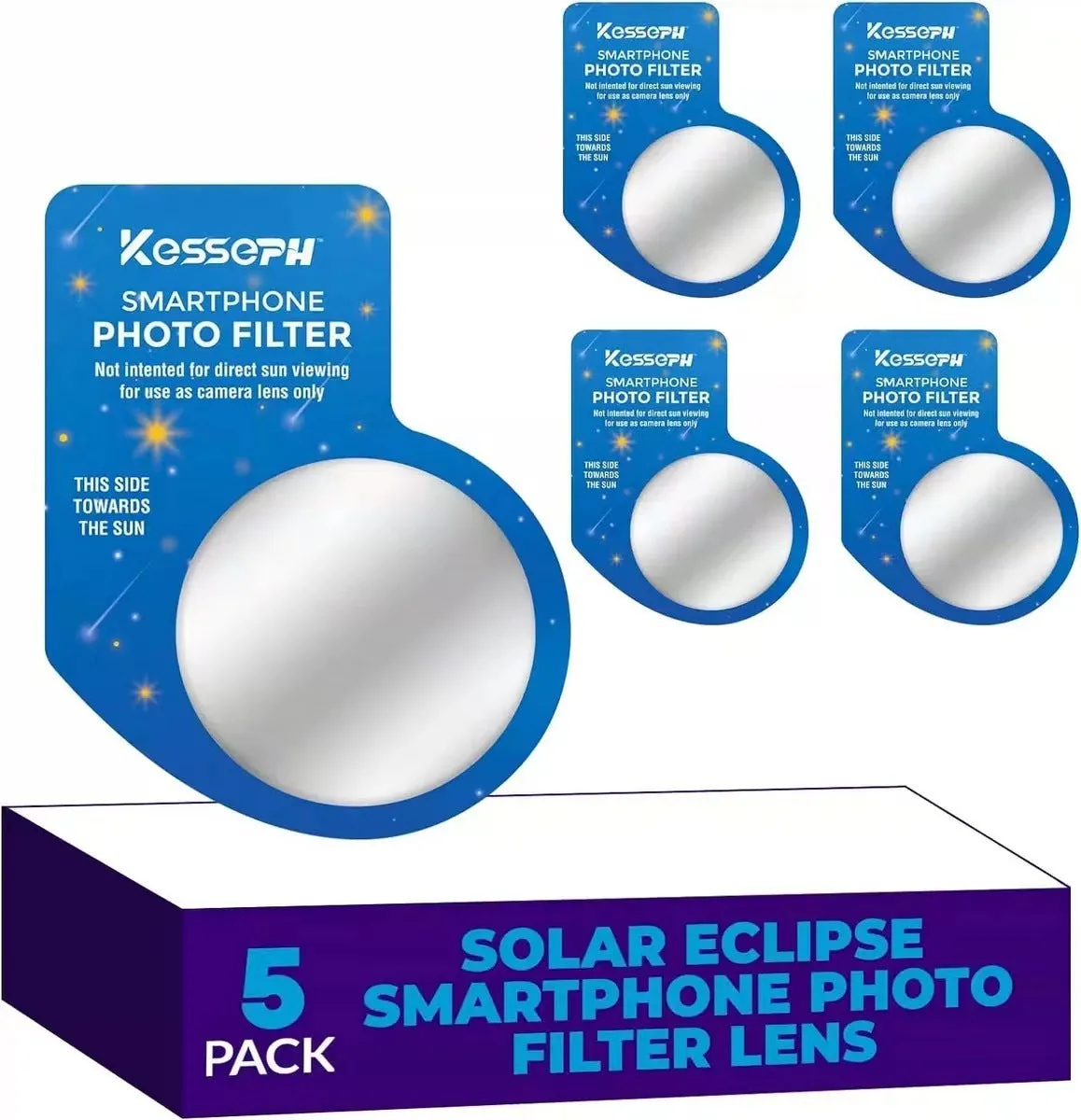 Adult solar eclipse sunglasses with UV resistant plastic lens and paper frame in box style