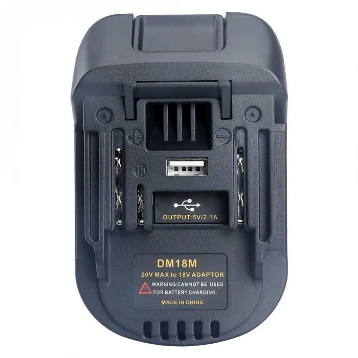 Black Milwaukee DM18M to Makita H99F battery adaptor converter for power tools